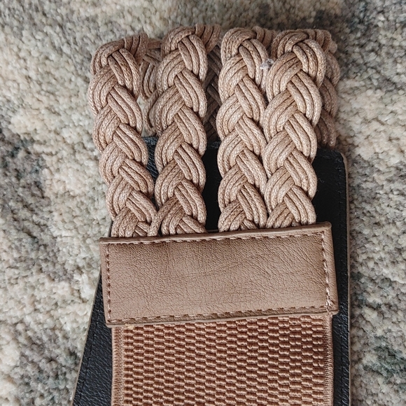 Faux Leather Braided Stretch Belt Women's Small Medium - Picture 8 of 16